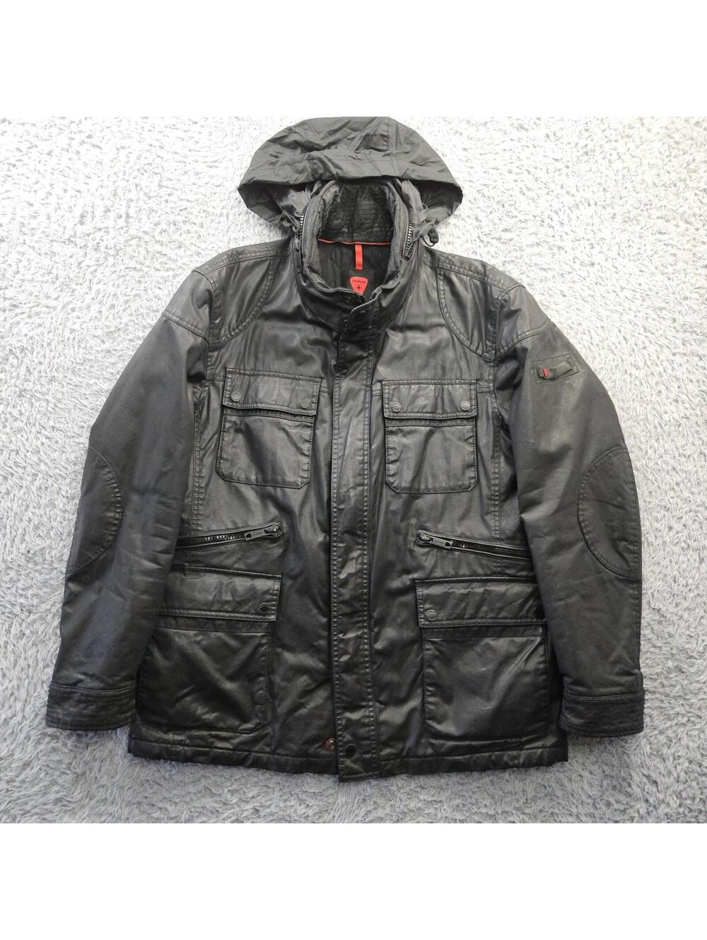 Strellson Metallic Black Jacket Buster W Waxed Moto Utility 54 (US 44) Swiss